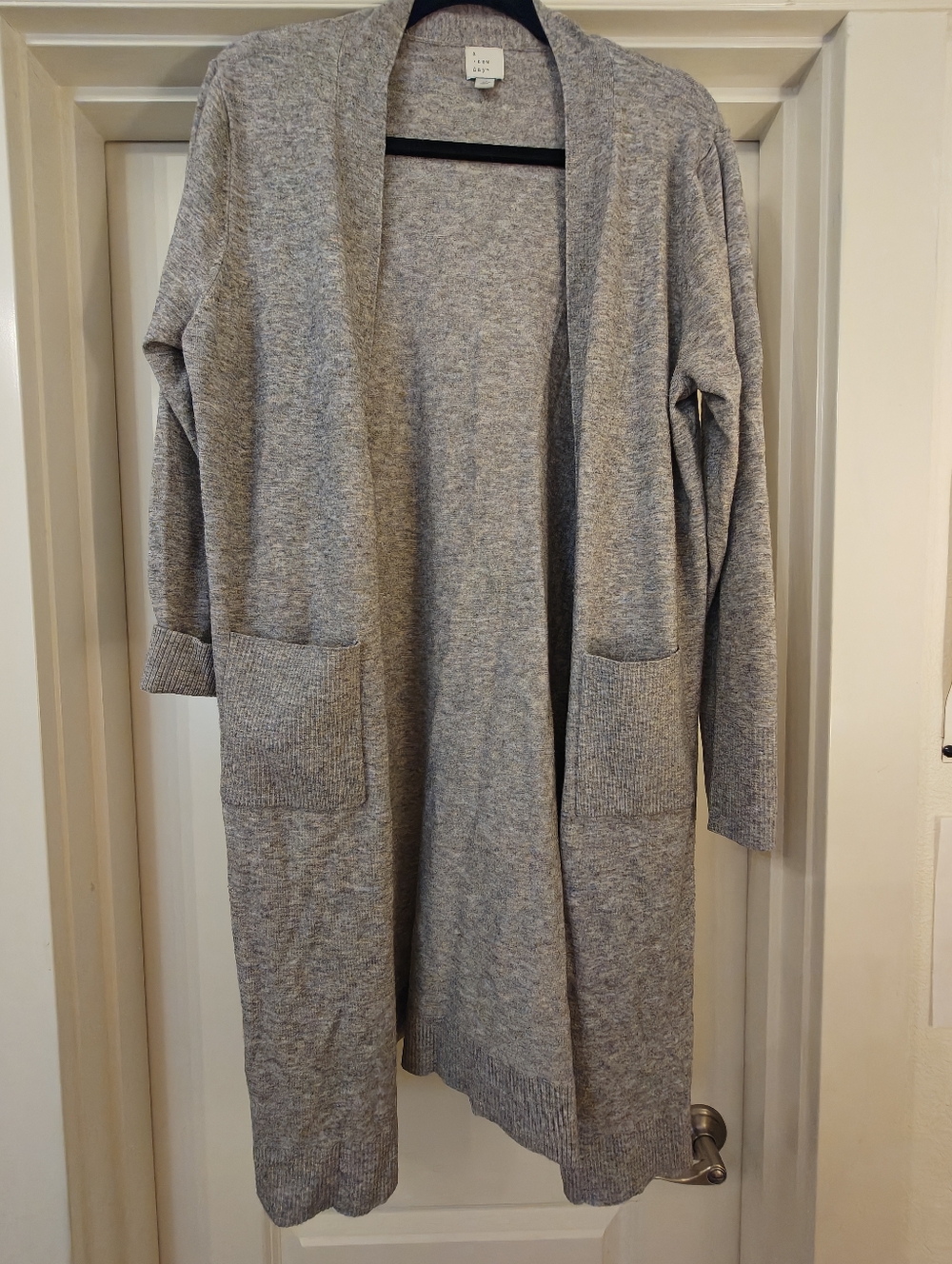 A New Day Caslon Heather Gray Open-Front Long Cardigan